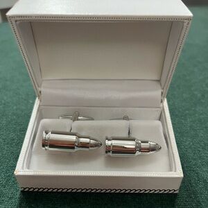Bullet-Style Elegant Silver Cufflinks- Gift box included